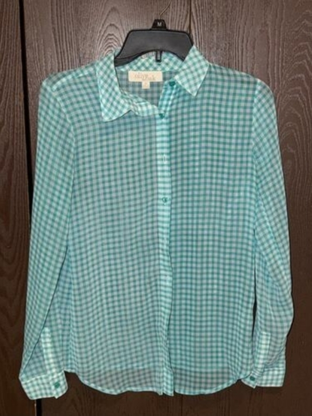 Olive & Oak Aqua Gingham Blouse